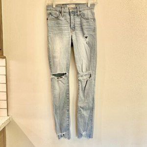 Madewell Jeans Women's 9” High Rise‎ Skinny Distressed Blue Stretch Denim